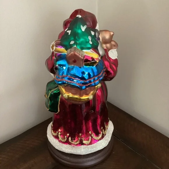 Thomas Pacconi Classics Santa Claus Hand Blown figurine wooden base vintage 14”